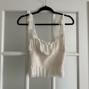 Aritzia White Smocked Tank Top